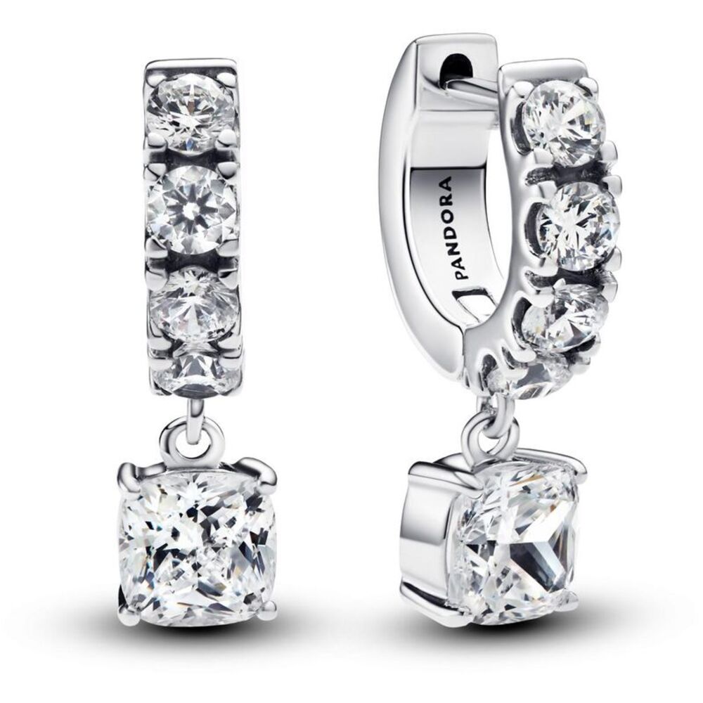 Pandora Timeless Pave Dangle Hoop Earrings